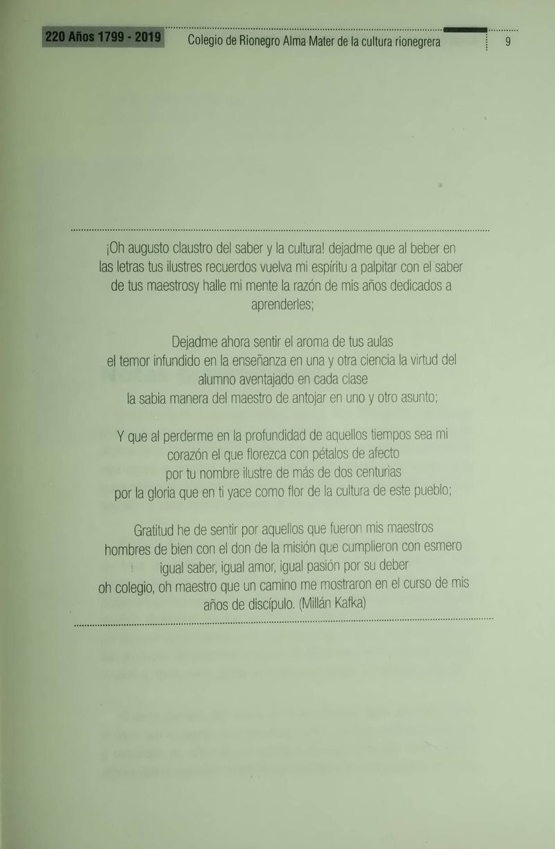 Pagina 11 de Colegio de Rionegro 1799 - 2019: Alma Máter de la Cultura de la Rionegrera