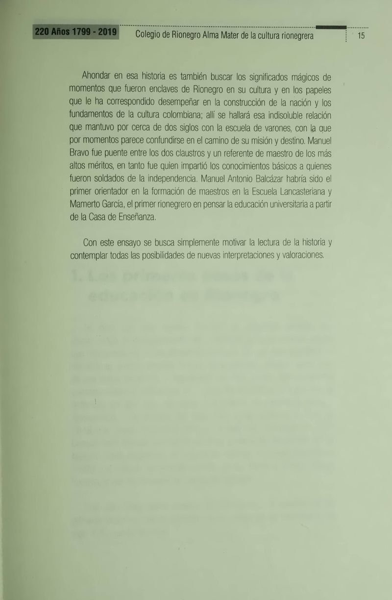 Pagina 17 de Colegio de Rionegro 1799 - 2019: Alma Máter de la Cultura de la Rionegrera