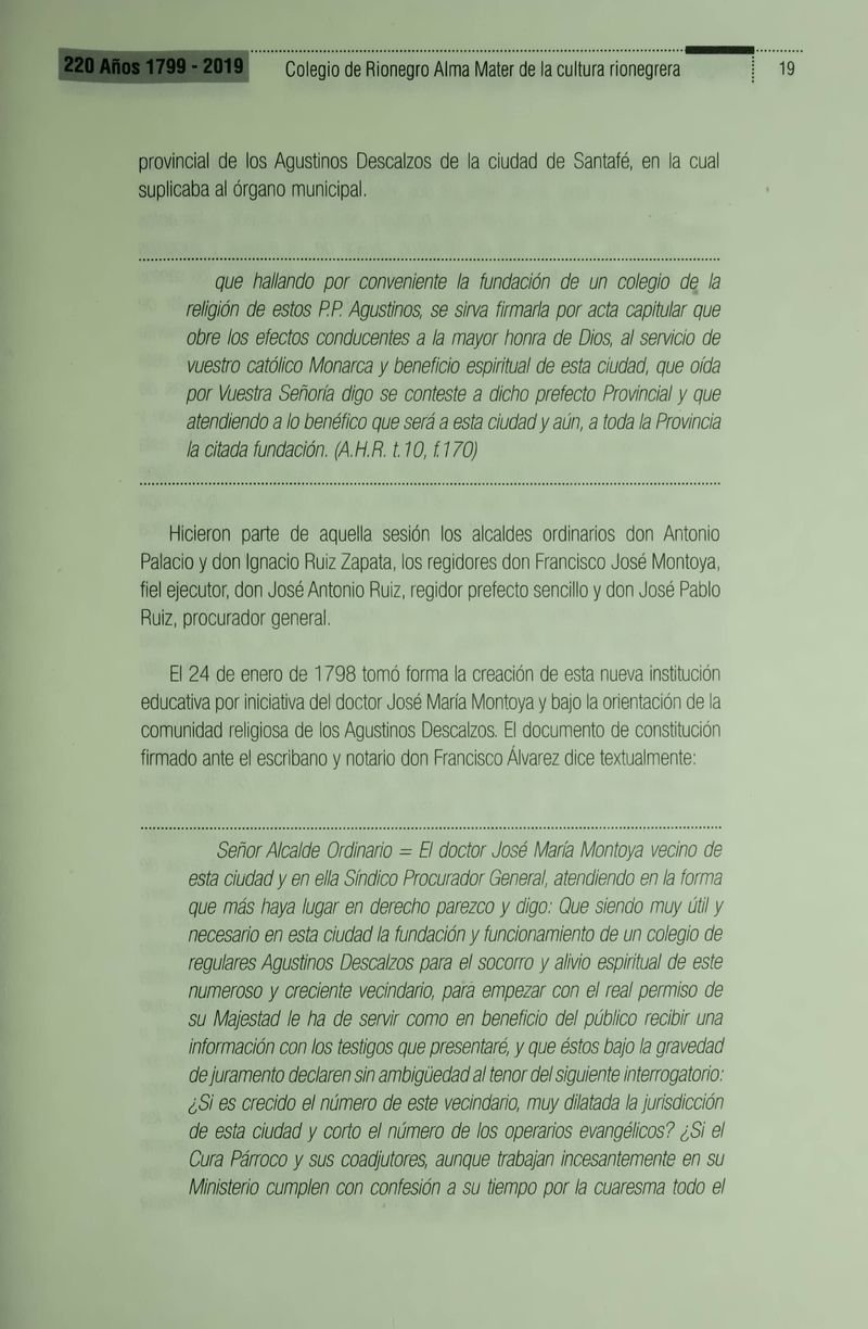 Pagina 21 de Colegio de Rionegro 1799 - 2019: Alma Máter de la Cultura de la Rionegrera
