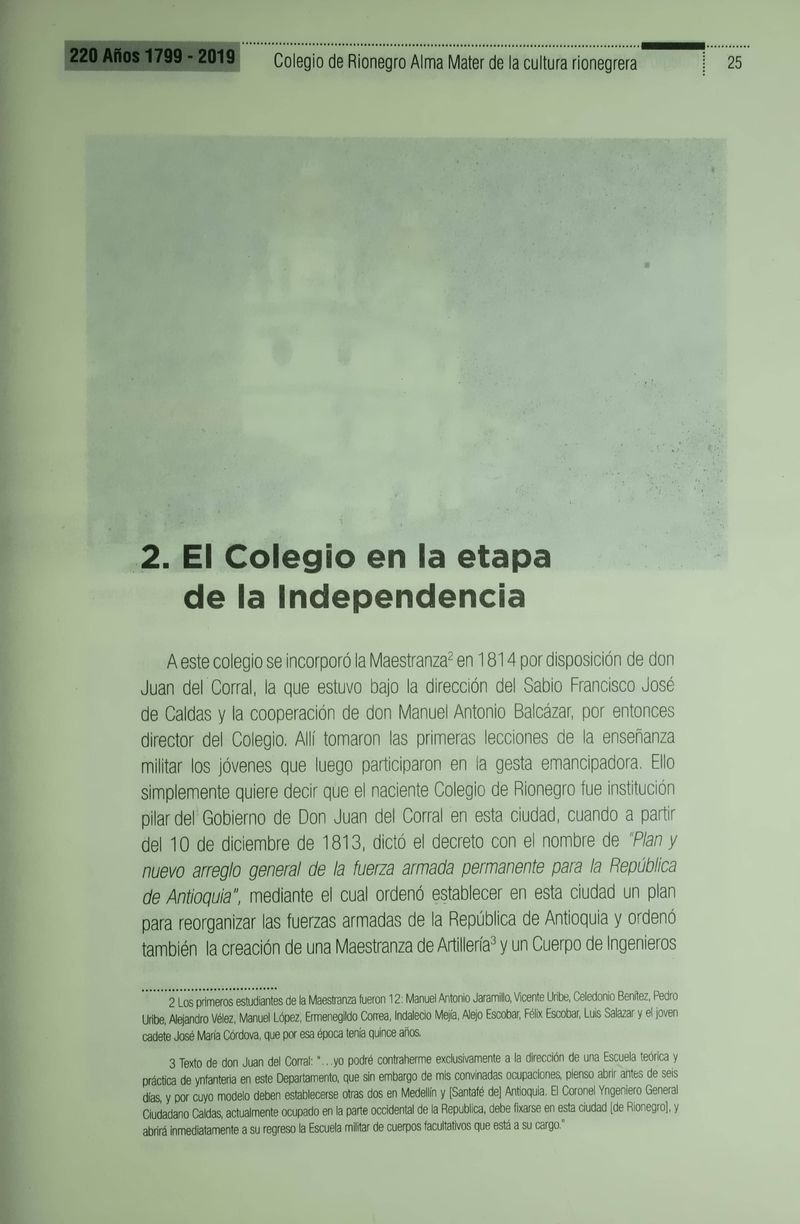 Pagina 28 de Colegio de Rionegro 1799 - 2019: Alma Máter de la Cultura de la Rionegrera
