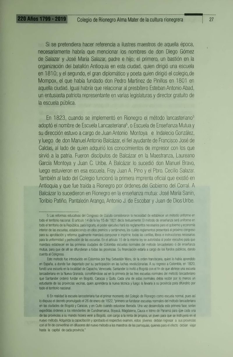 Pagina 30 de Colegio de Rionegro 1799 - 2019: Alma Máter de la Cultura de la Rionegrera