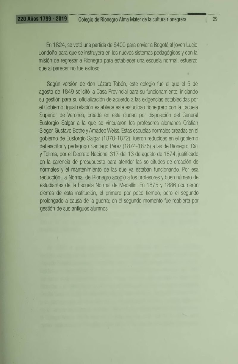 Pagina 32 de Colegio de Rionegro 1799 - 2019: Alma Máter de la Cultura de la Rionegrera