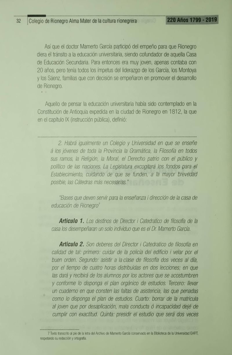 Pagina 35 de Colegio de Rionegro 1799 - 2019: Alma Máter de la Cultura de la Rionegrera