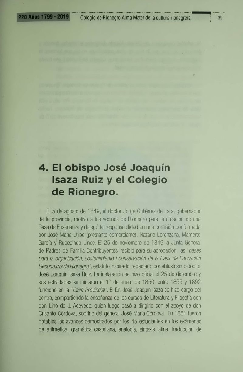 Pagina 42 de Colegio de Rionegro 1799 - 2019: Alma Máter de la Cultura de la Rionegrera