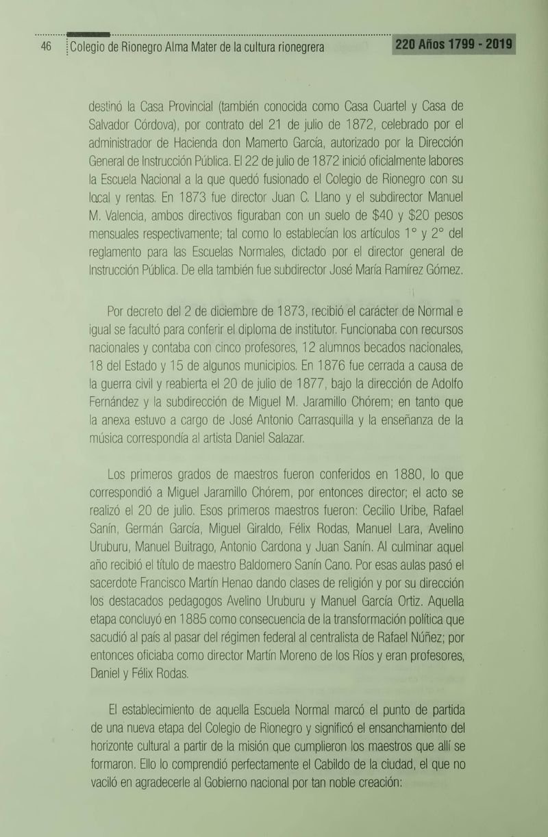 Pagina 49 de Colegio de Rionegro 1799 - 2019: Alma Máter de la Cultura de la Rionegrera