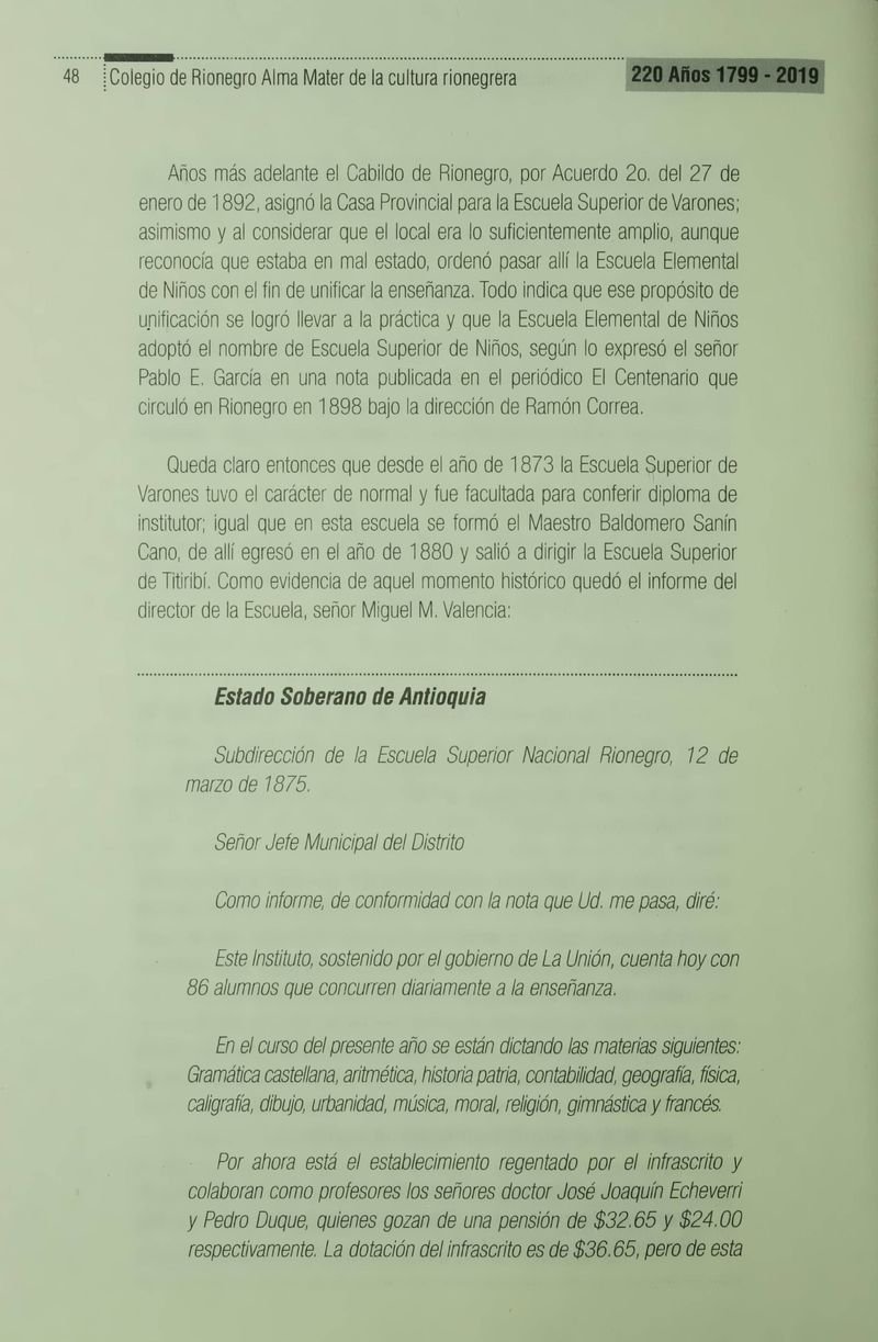 Pagina 51 de Colegio de Rionegro 1799 - 2019: Alma Máter de la Cultura de la Rionegrera