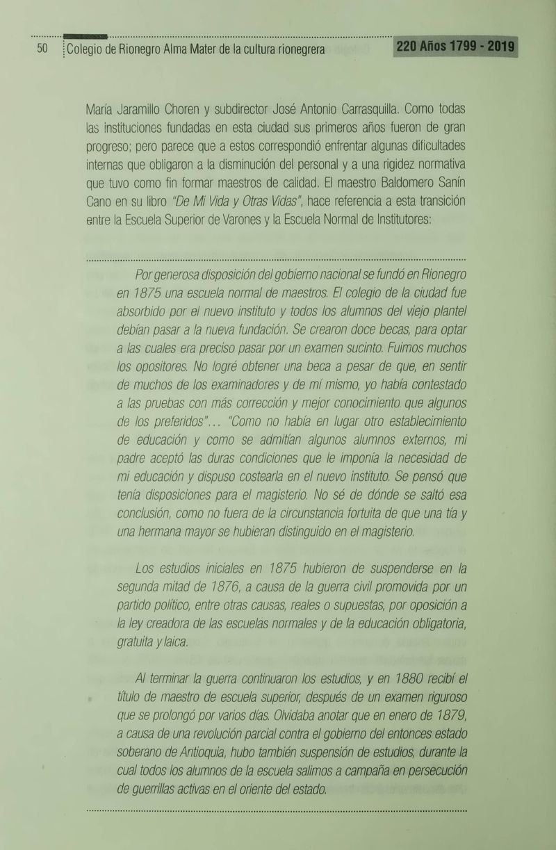 Pagina 53 de Colegio de Rionegro 1799 - 2019: Alma Máter de la Cultura de la Rionegrera