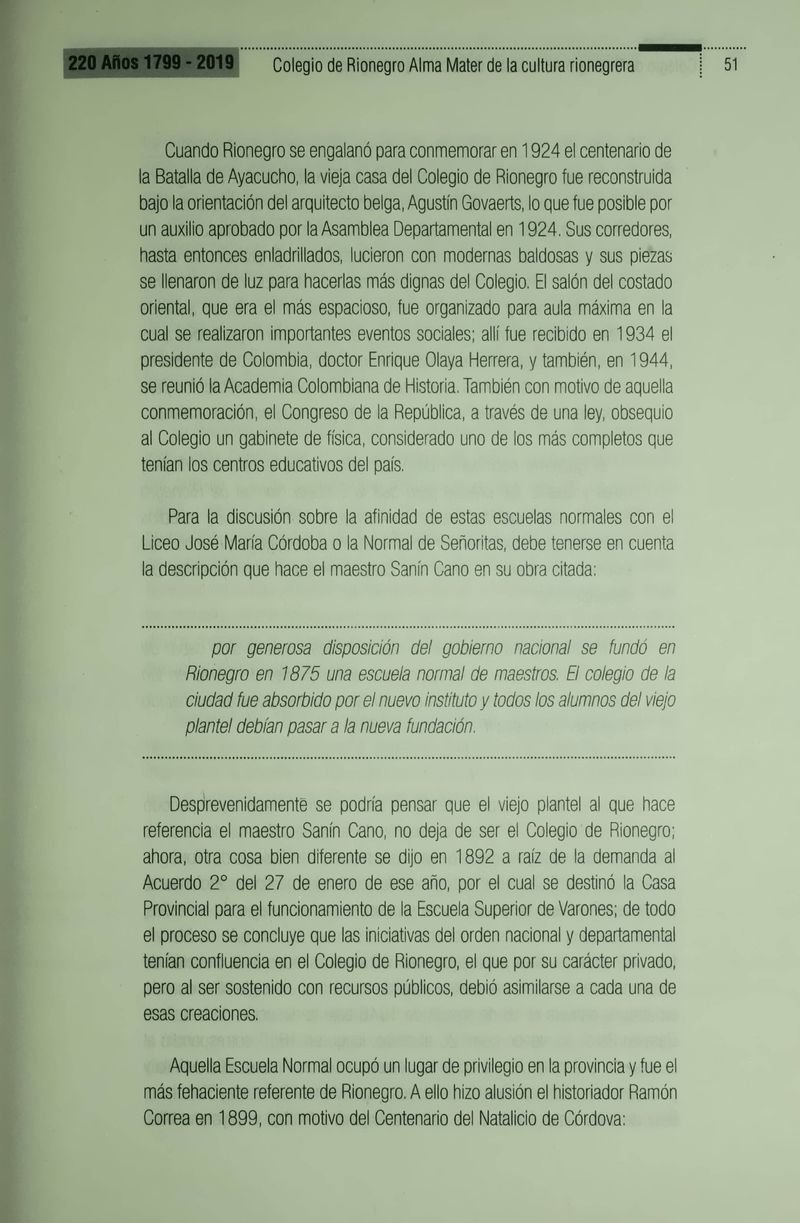 Pagina 54 de Colegio de Rionegro 1799 - 2019: Alma Máter de la Cultura de la Rionegrera