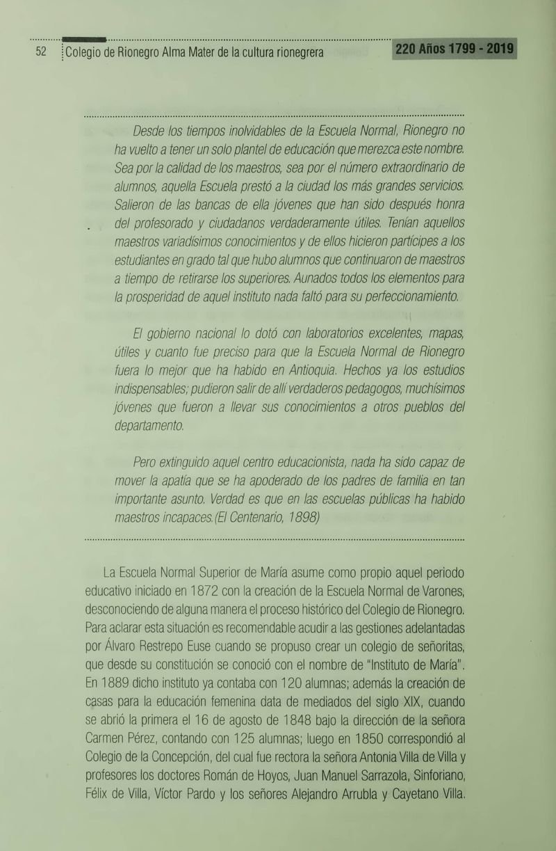 Pagina 55 de Colegio de Rionegro 1799 - 2019: Alma Máter de la Cultura de la Rionegrera
