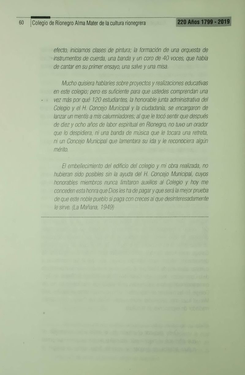 Pagina 63 de Colegio de Rionegro 1799 - 2019: Alma Máter de la Cultura de la Rionegrera