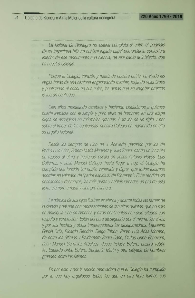 Pagina 67 de Colegio de Rionegro 1799 - 2019: Alma Máter de la Cultura de la Rionegrera