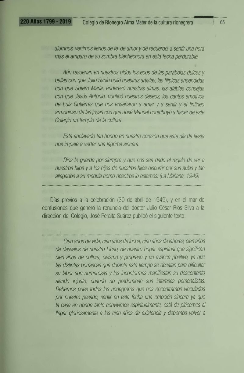 Pagina 68 de Colegio de Rionegro 1799 - 2019: Alma Máter de la Cultura de la Rionegrera