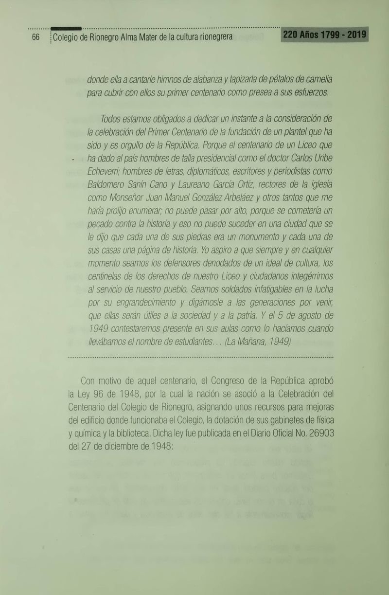 Pagina 69 de Colegio de Rionegro 1799 - 2019: Alma Máter de la Cultura de la Rionegrera