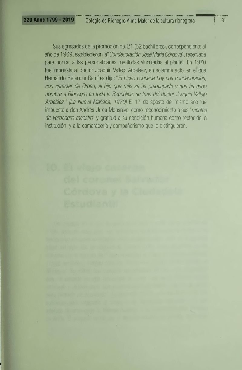 Pagina 84 de Colegio de Rionegro 1799 - 2019: Alma Máter de la Cultura de la Rionegrera