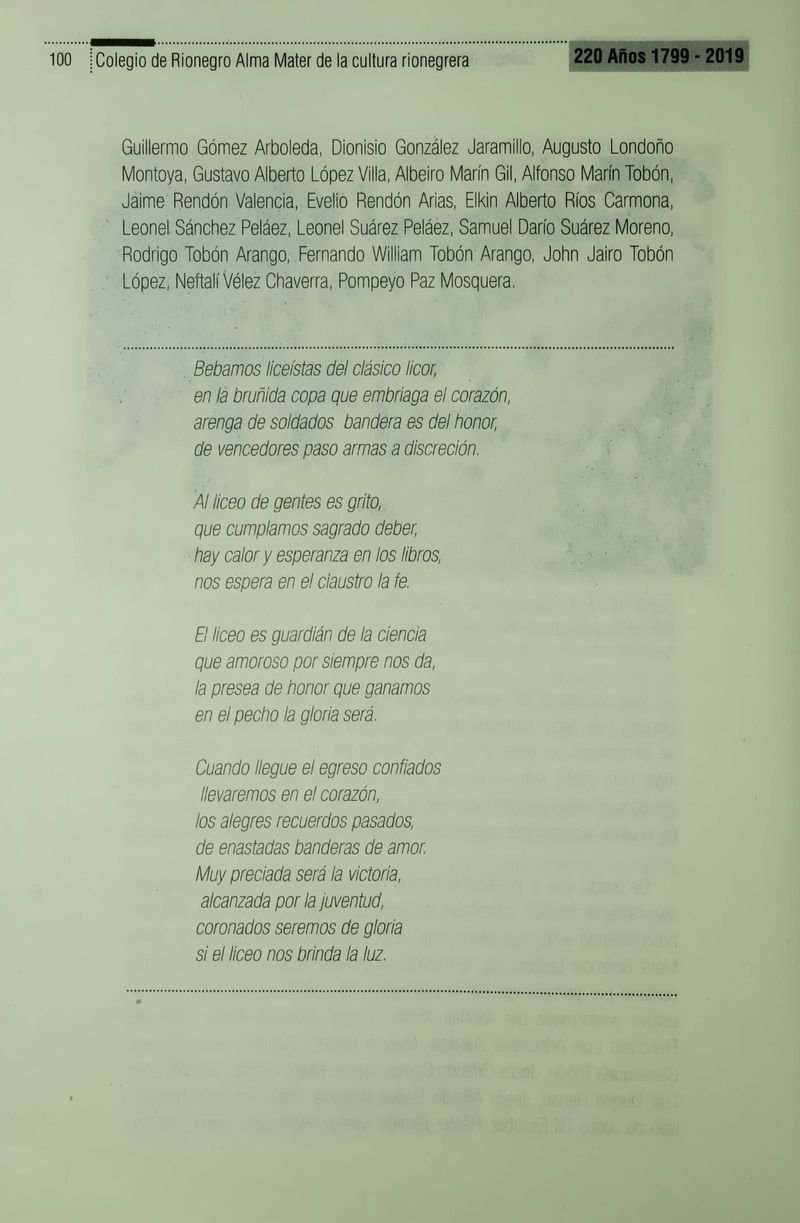 Pagina 104 de Colegio de Rionegro 1799 - 2019: Alma Máter de la Cultura de la Rionegrera