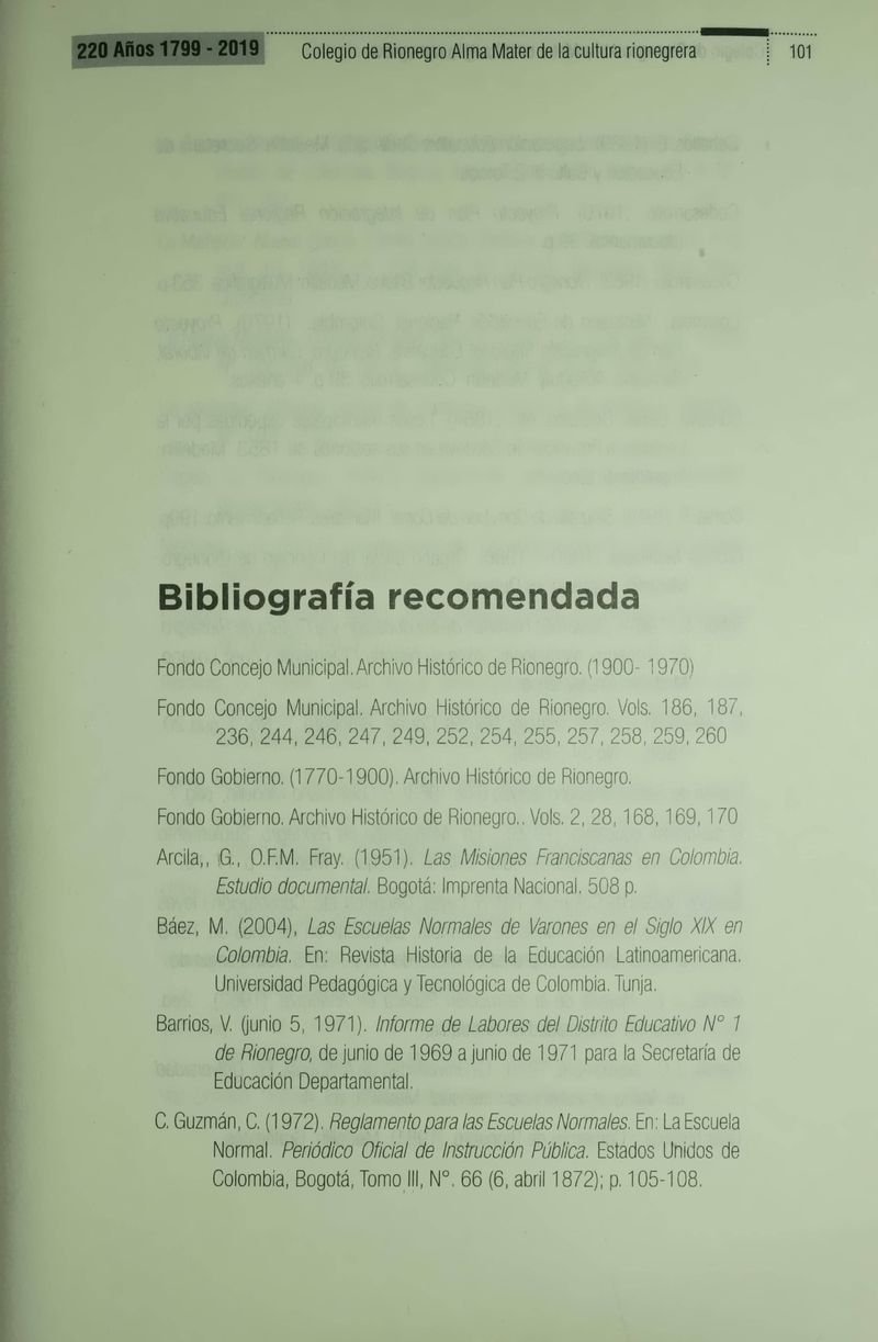Pagina 105 de Colegio de Rionegro 1799 - 2019: Alma Máter de la Cultura de la Rionegrera