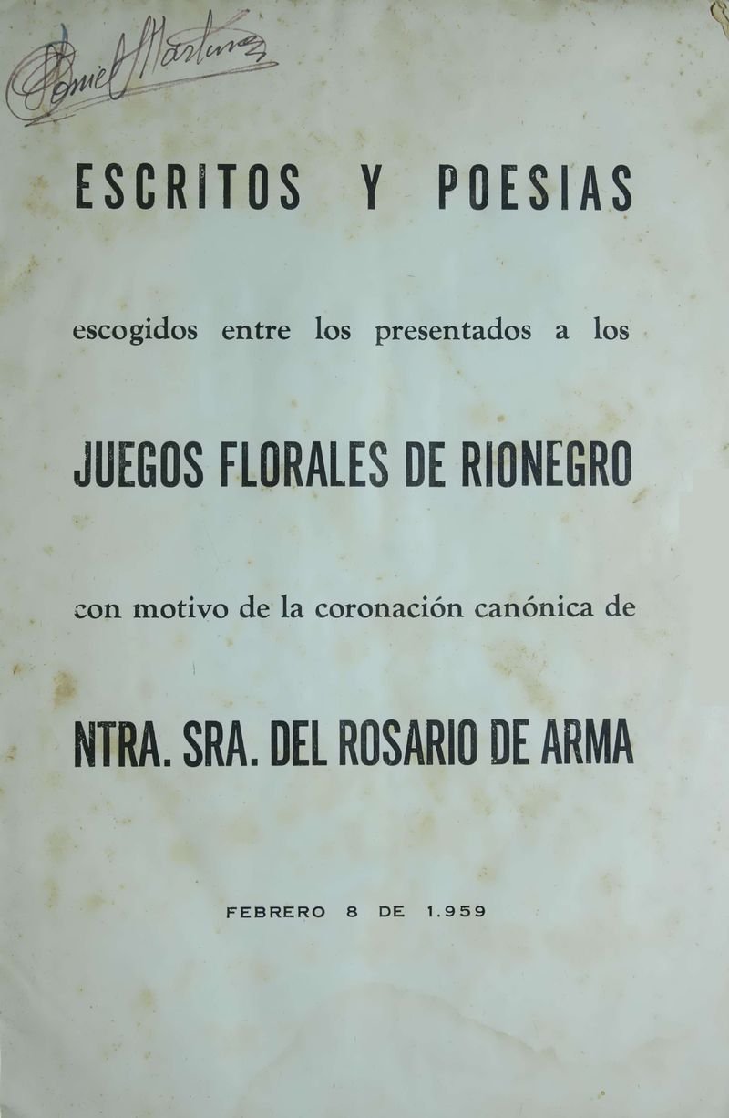Pagina 3 de Juegos Florales de Rionegro con motivo de la coronación canónica de Nuestra Señora del Rosario de Arma