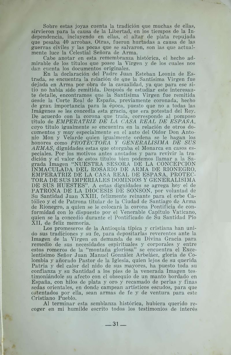Pagina 33 de Juegos Florales de Rionegro con motivo de la coronación canónica de Nuestra Señora del Rosario de Arma